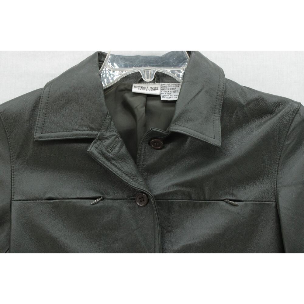 NEW  Newport News Soft Leather 2 Piece Pant Suit Womens Sz 4 Gray Green Biker - Picture 3 of 16